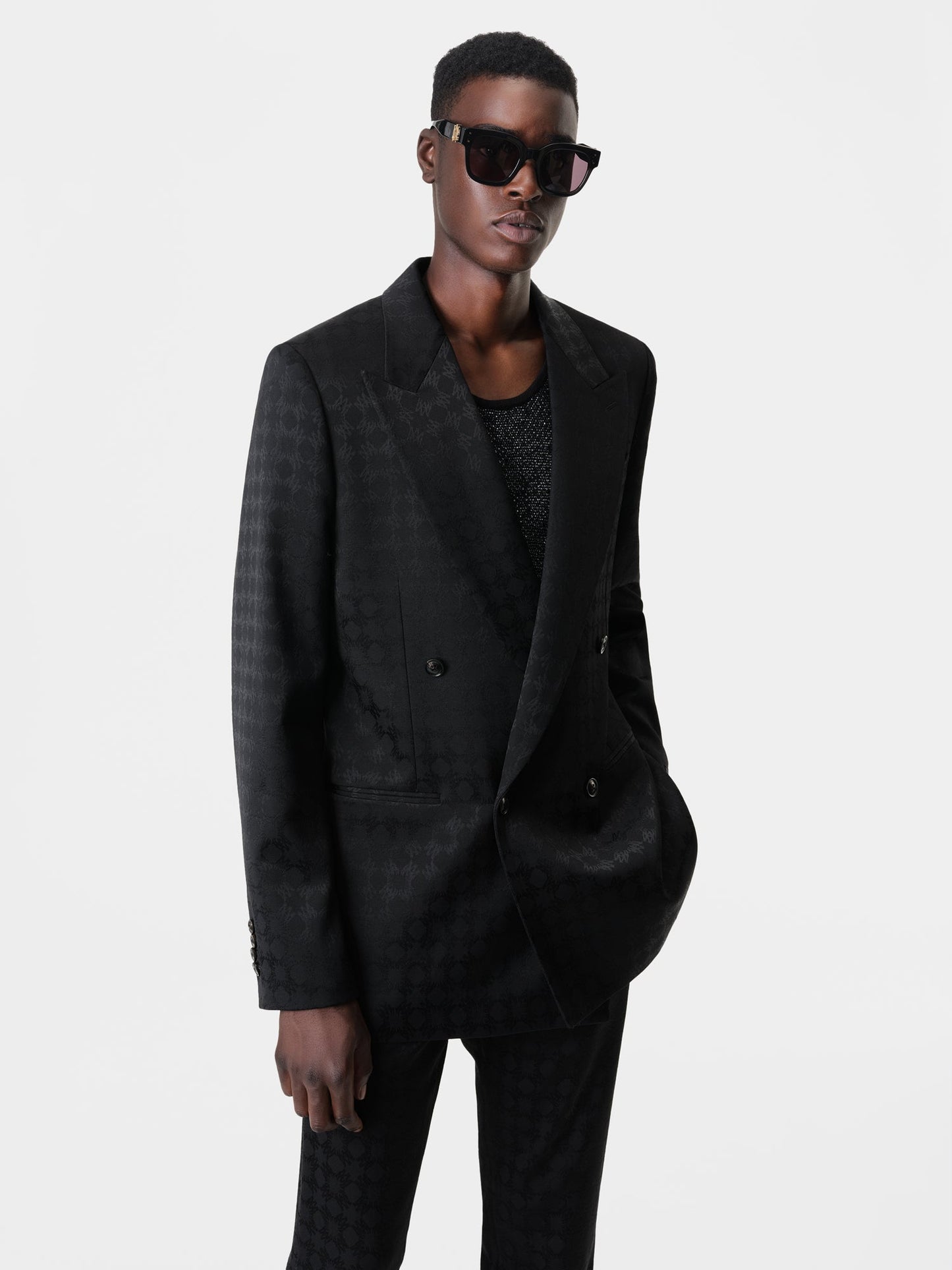 Tonal Ma Quad Double-Breasted Blazer - Black | Amiri Value