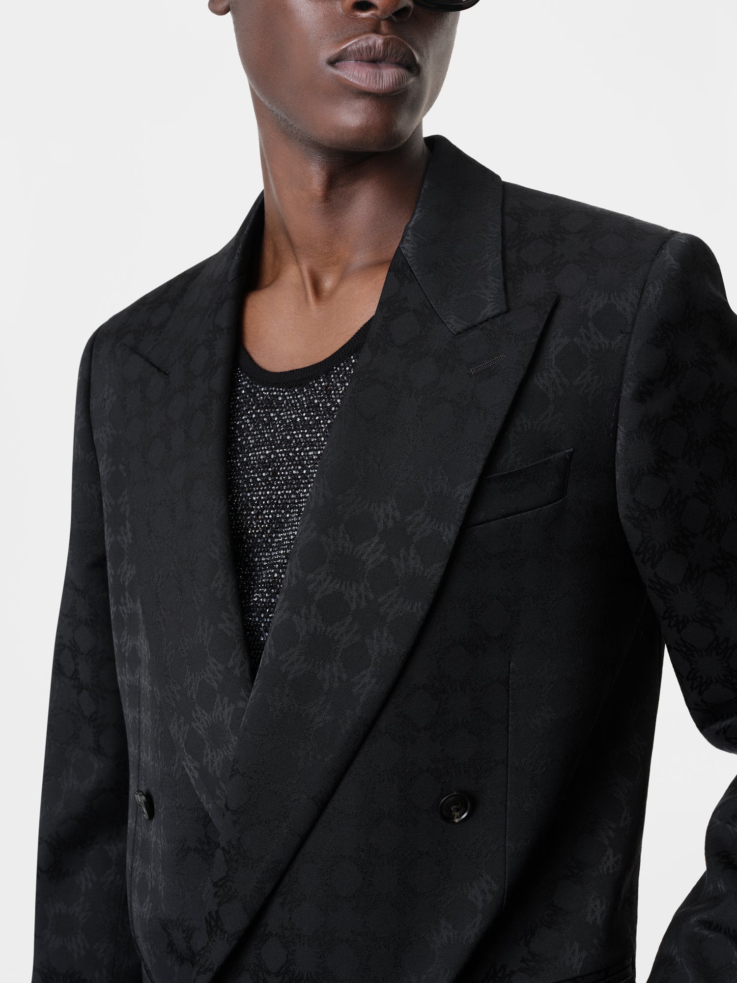 Tonal Ma Quad Double-Breasted Blazer - Black | Amiri Value