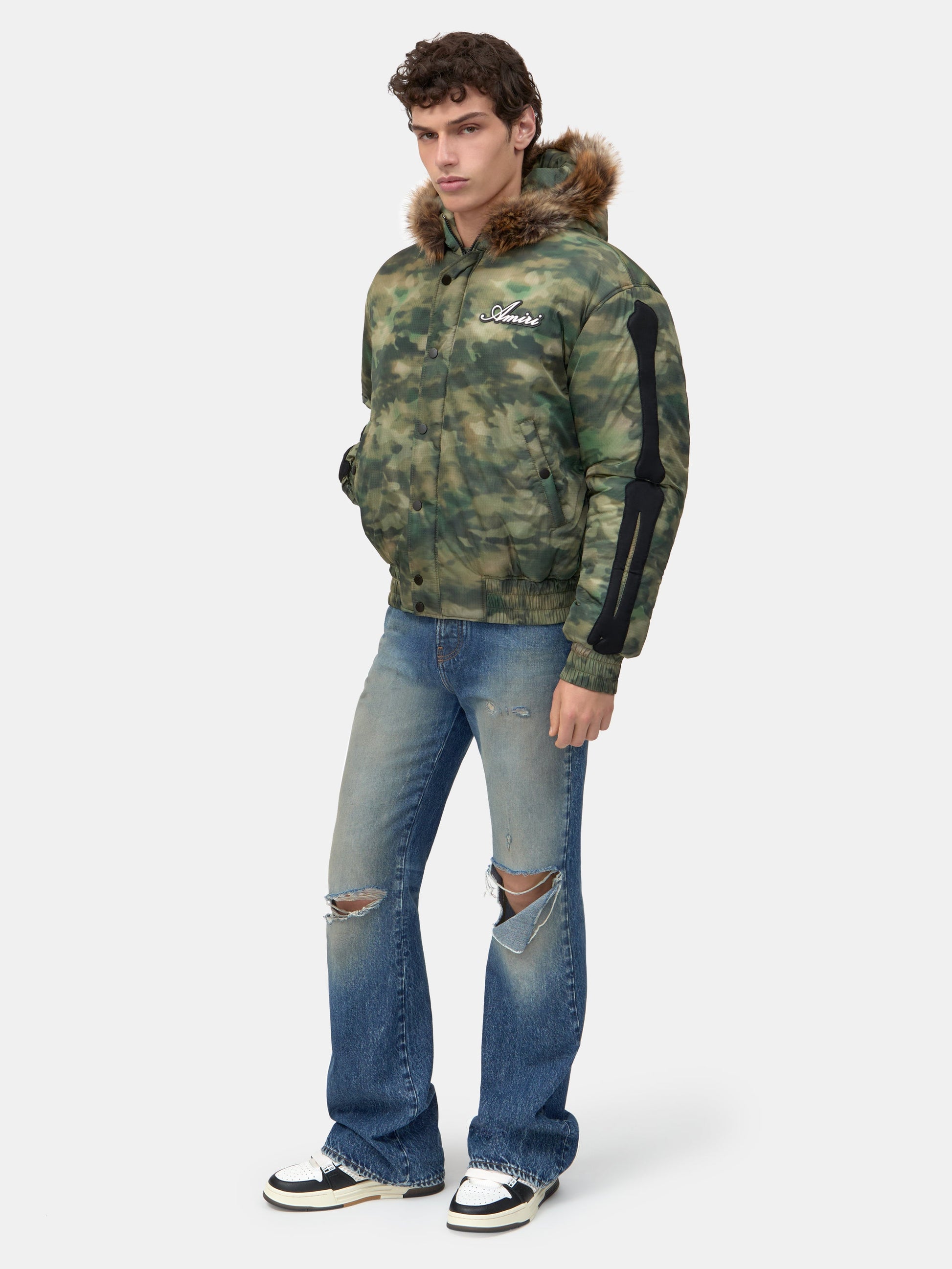 Bones Camo Hooded Down Jacket - Camo | Amiri Online