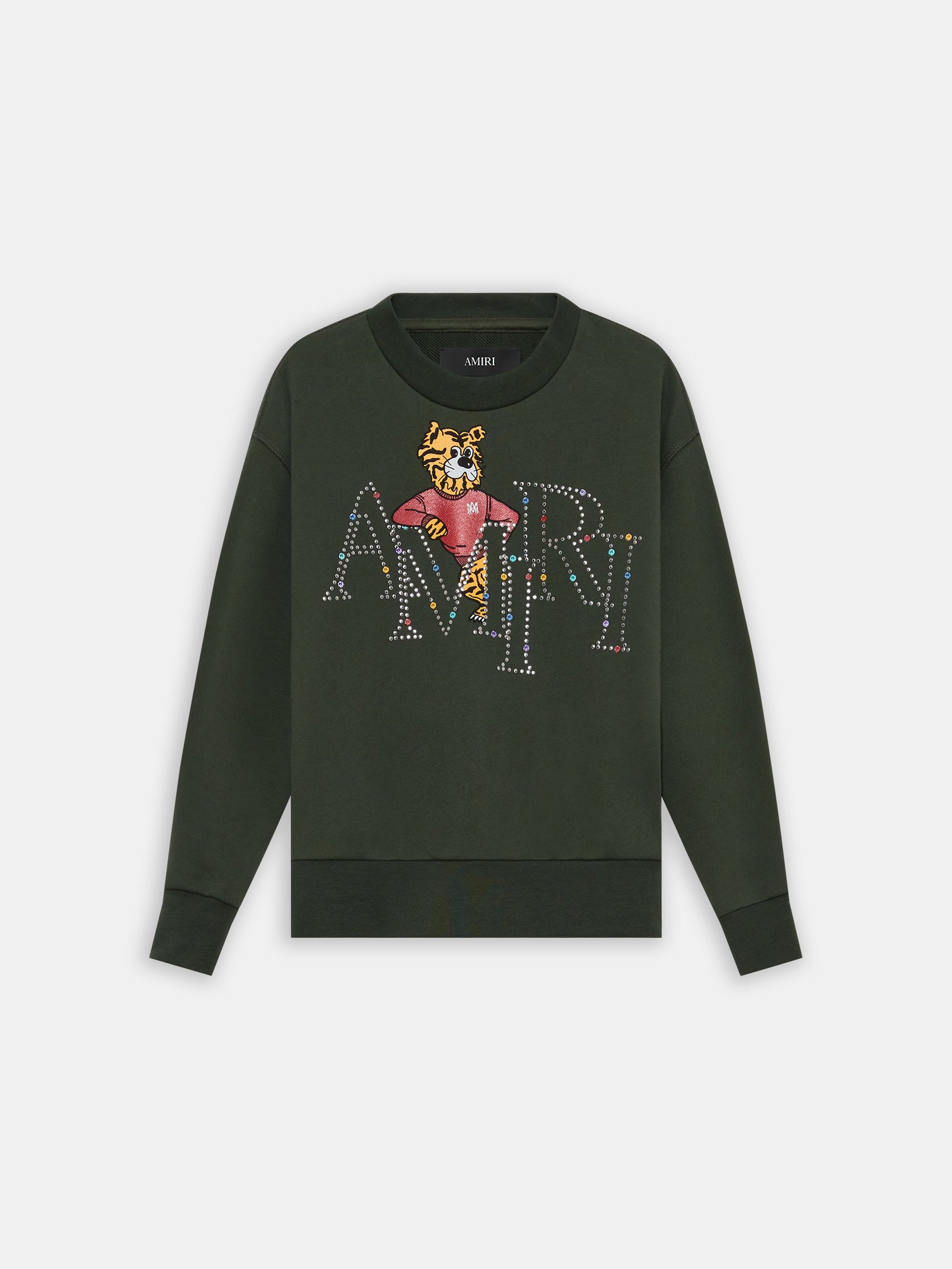 Amiri Staggered Tiger Crew - Dark Sage | Amiri Affordable