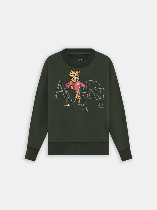 Amiri Staggered Tiger Crew - Dark Sage | Amiri Affordable