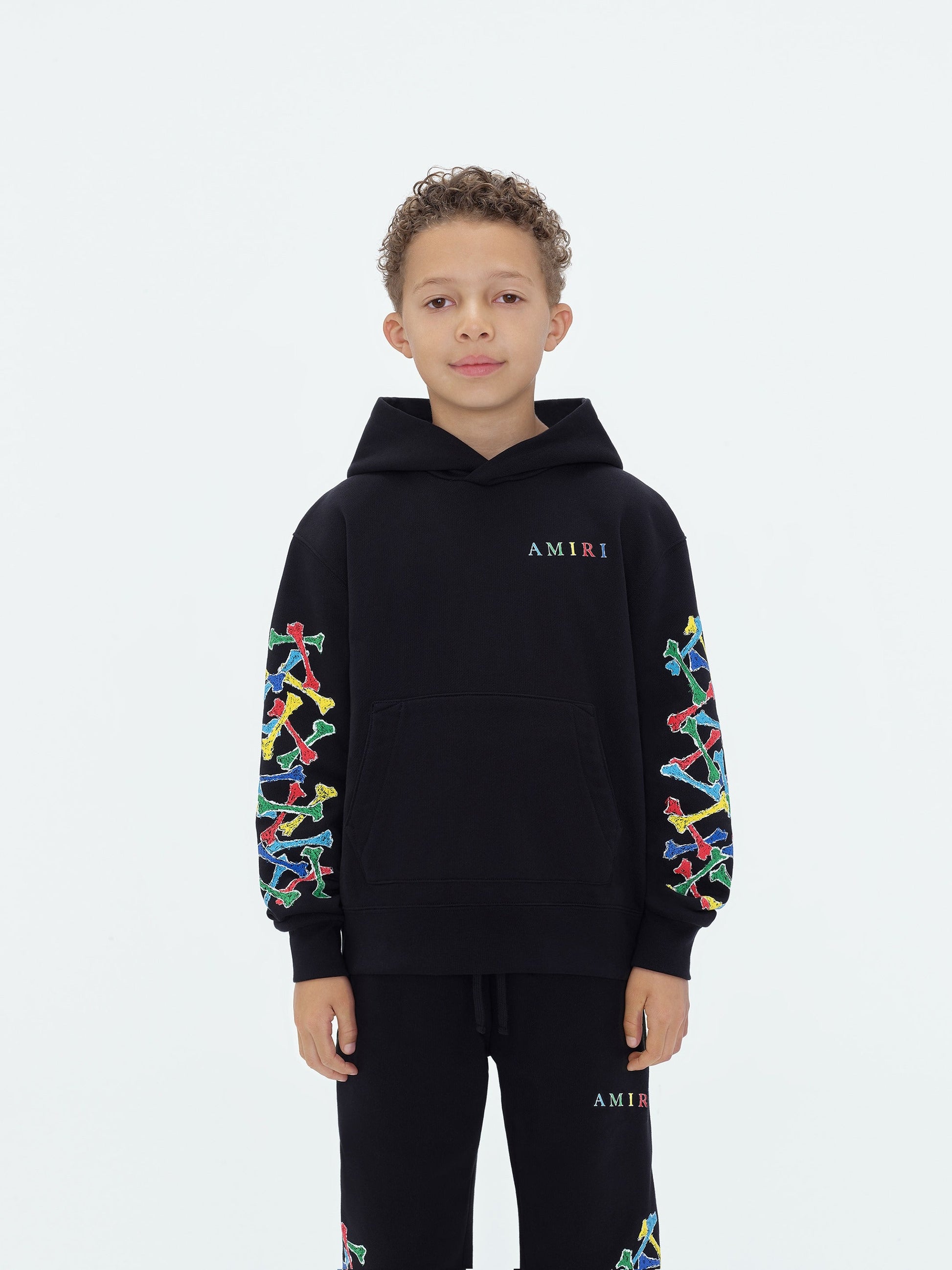 Kids - Kids Amiri Bones Scribble Hoodie - Black | Amiri Value