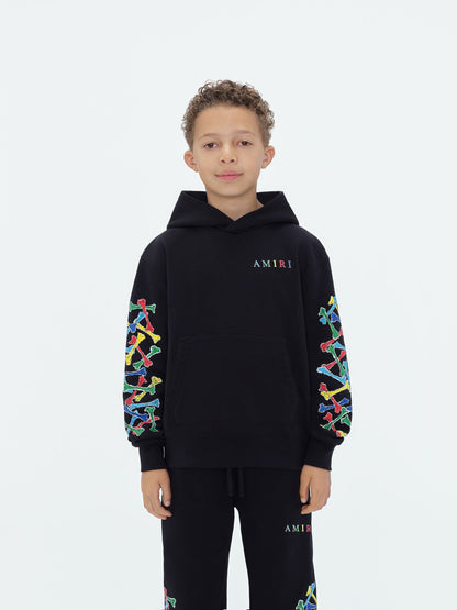 Kids - Kids Amiri Bones Scribble Hoodie - Black | Amiri Value
