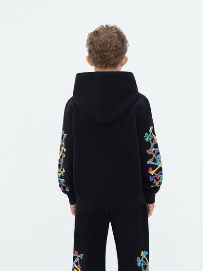 Kids - Kids Amiri Bones Scribble Hoodie - Black | Amiri Value