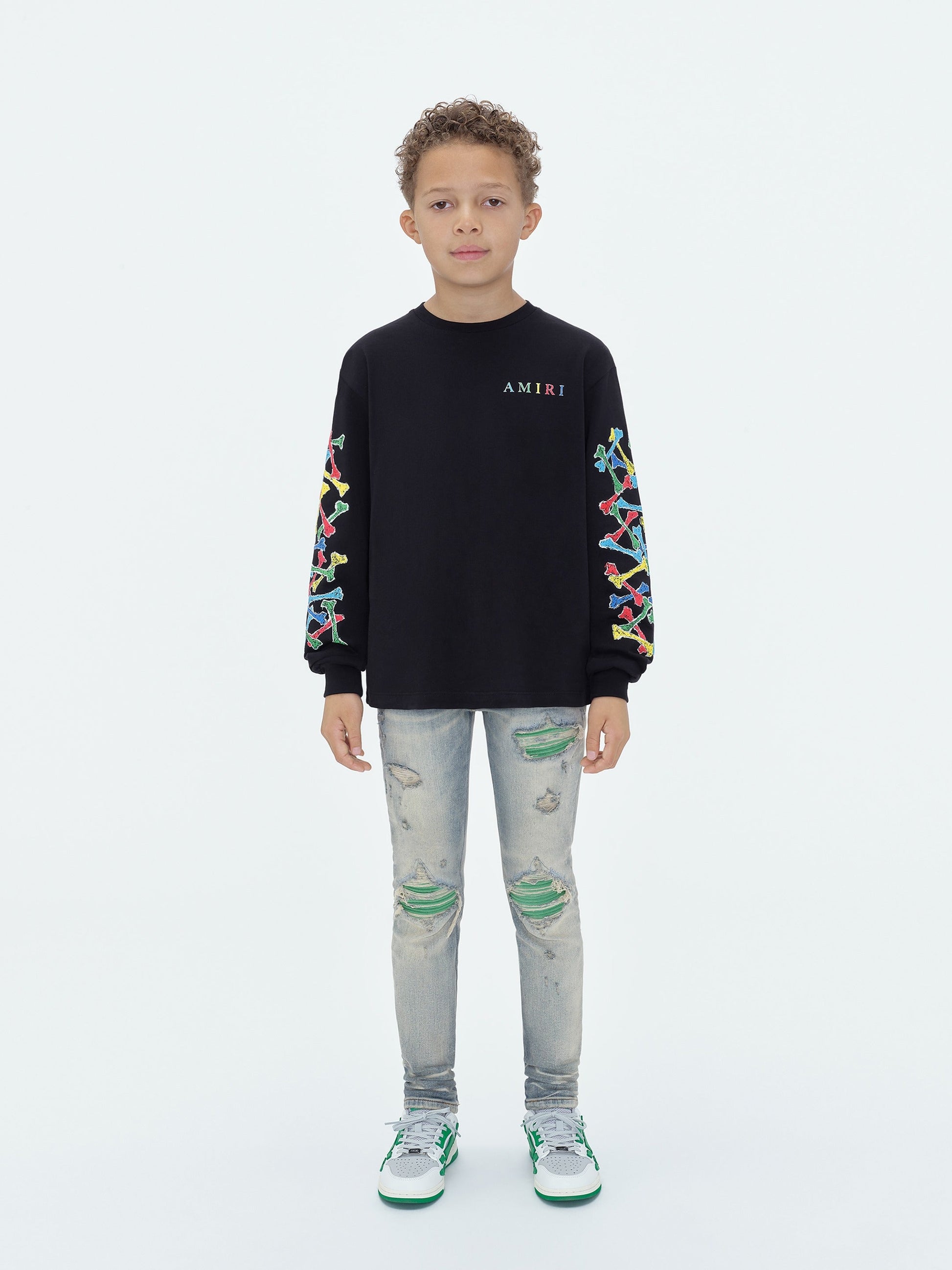 Kids - Amiri Bones Scribble Long Sleeve Tee - Black | Amiri Affordable