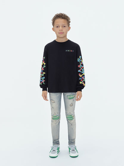Kids - Amiri Bones Scribble Long Sleeve Tee - Black | Amiri Affordable