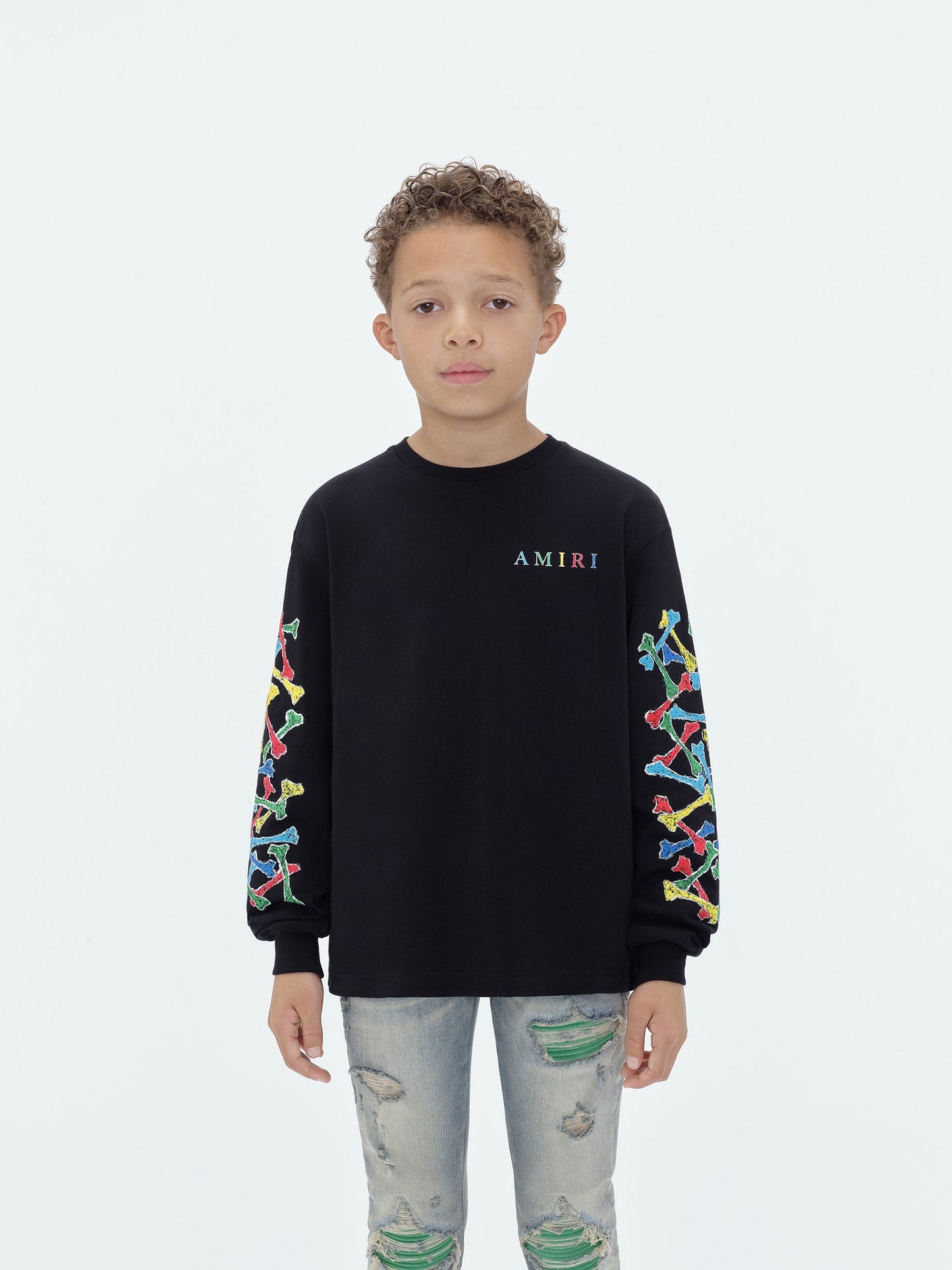 Kids - Amiri Bones Scribble Long Sleeve Tee - Black | Amiri Affordable