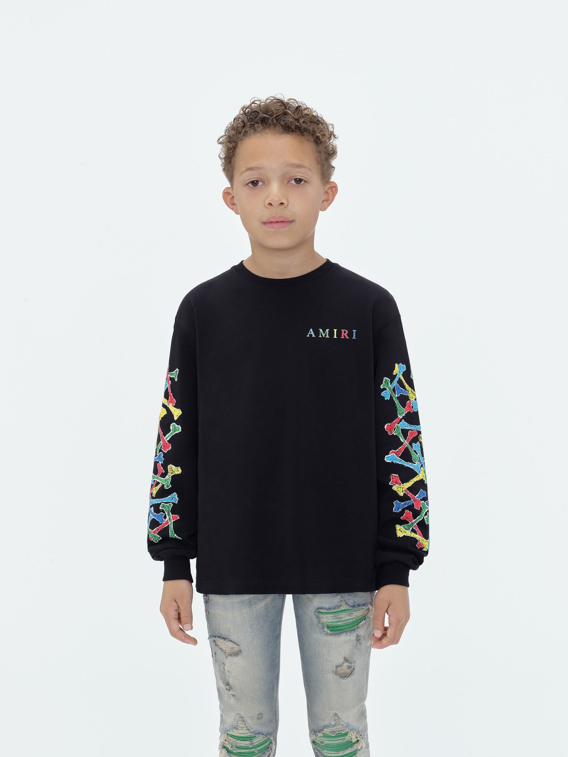Kids - Amiri Bones Scribble Long Sleeve Tee - Black | Amiri Affordable
