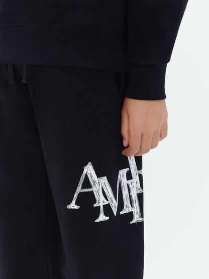 Kids - Amiri Staggered Scribble Sweatpant - Black | Amiri Great Deal