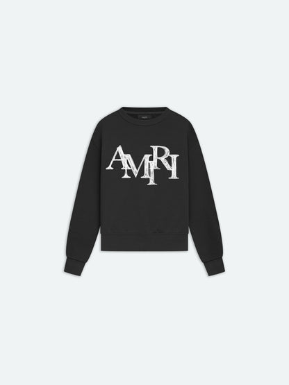 Kids - Amiri Staggered Scribble Crewneck - Black | Amiri Special Offer