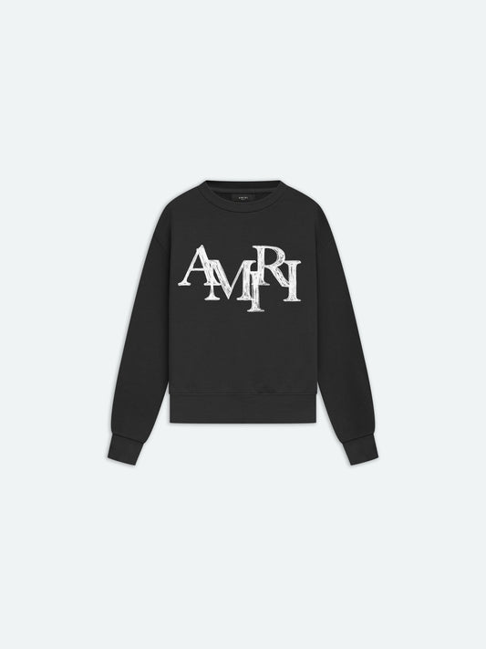 Kids - Amiri Staggered Scribble Crewneck - Black | Amiri Special Offer