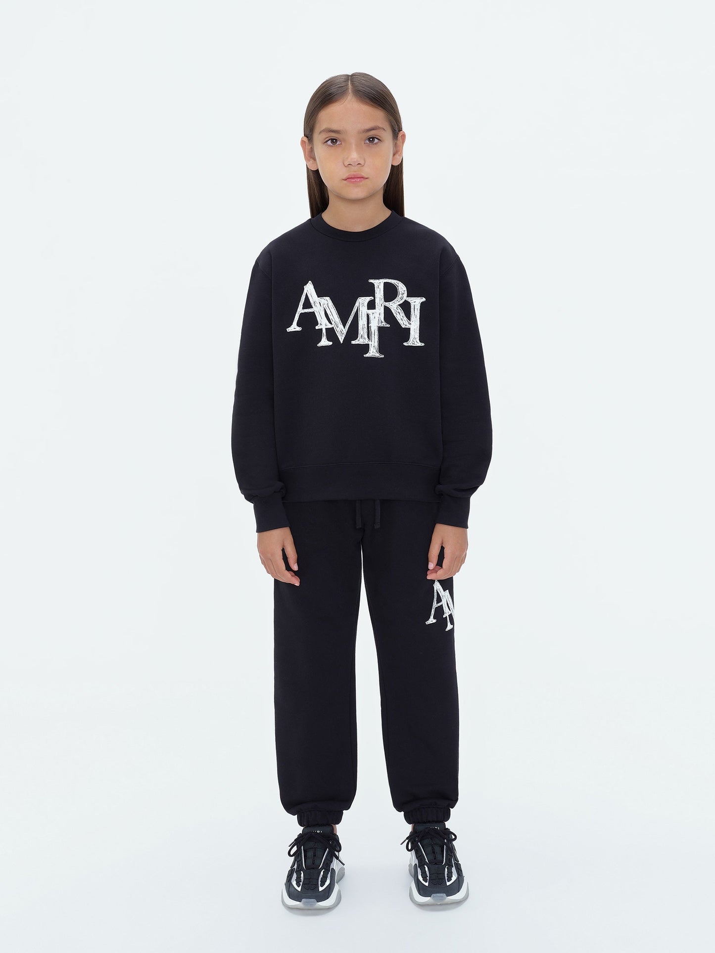 Kids - Amiri Staggered Scribble Crewneck - Black | Amiri Special Offer