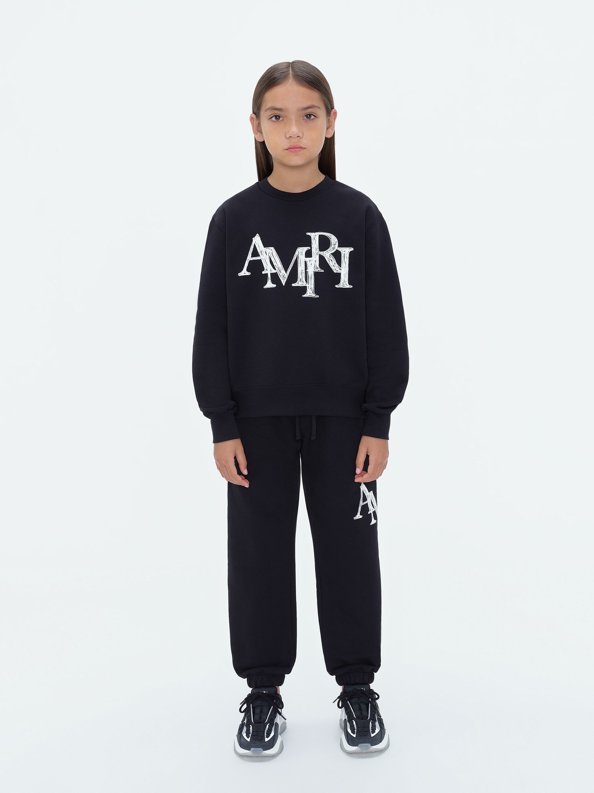 Kids - Amiri Staggered Scribble Crewneck - Black | Amiri Special Offer