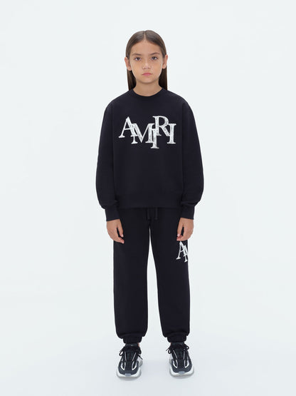 Kids - Amiri Staggered Scribble Crewneck - Black | Amiri Special Offer