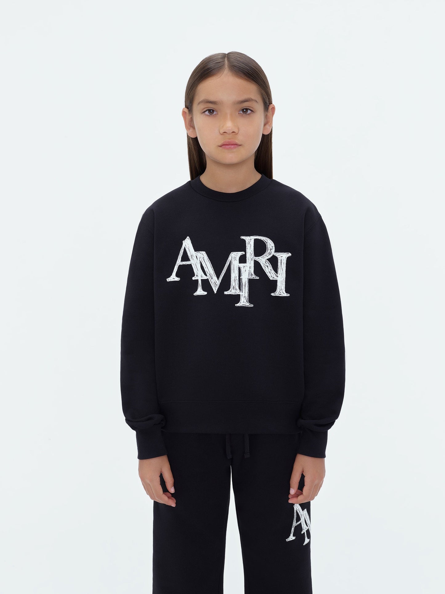 Kids - Amiri Staggered Scribble Crewneck - Black | Amiri Special Offer