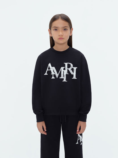 Kids - Amiri Staggered Scribble Crewneck - Black | Amiri Special Offer