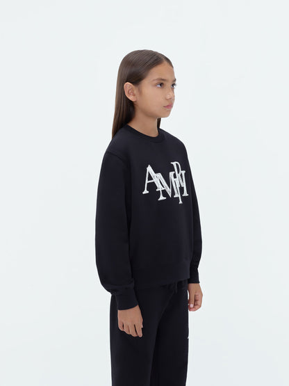 Kids - Amiri Staggered Scribble Crewneck - Black | Amiri Special Offer