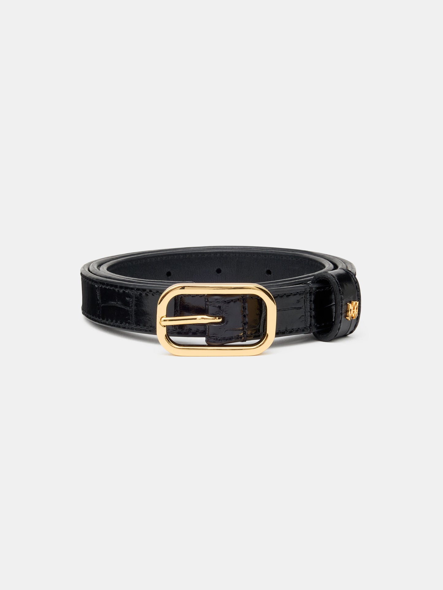 Croc Embossed 2cm Belt - Black Gold | Amiri Featured