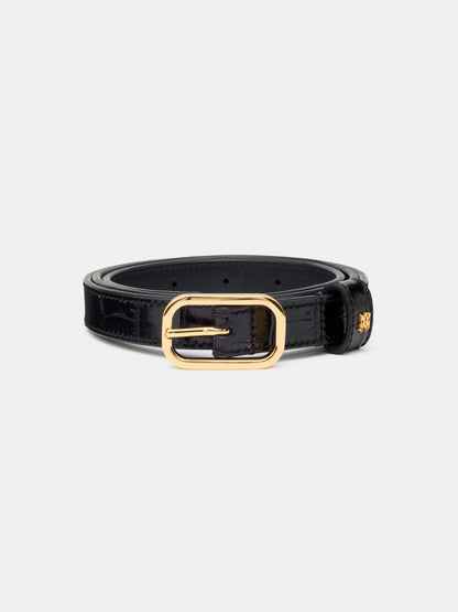 Croc Embossed 2cm Belt - Black Gold | Amiri Featured