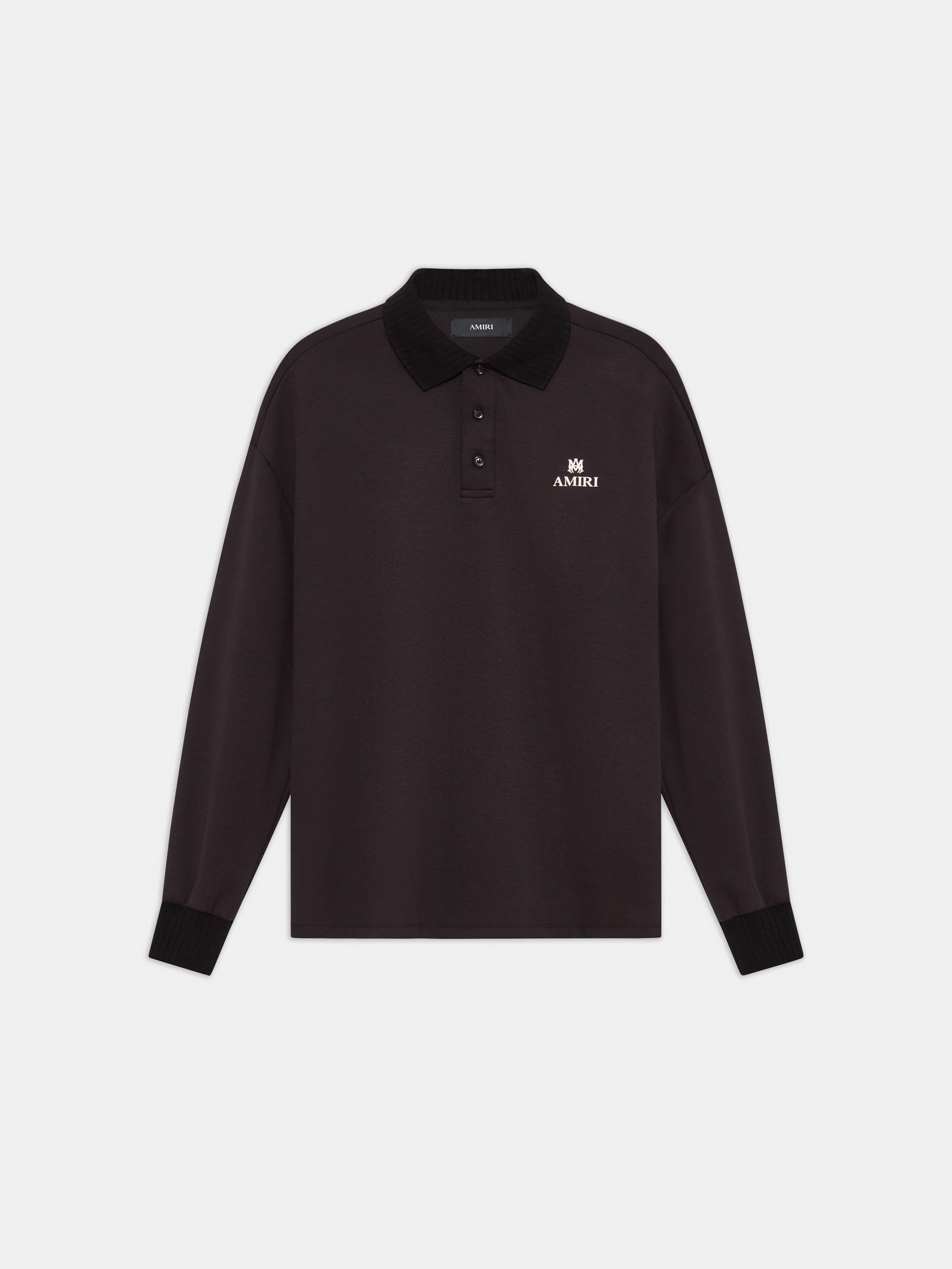Ma Oversized Long Sleeve Polo - Black | Amiri Online