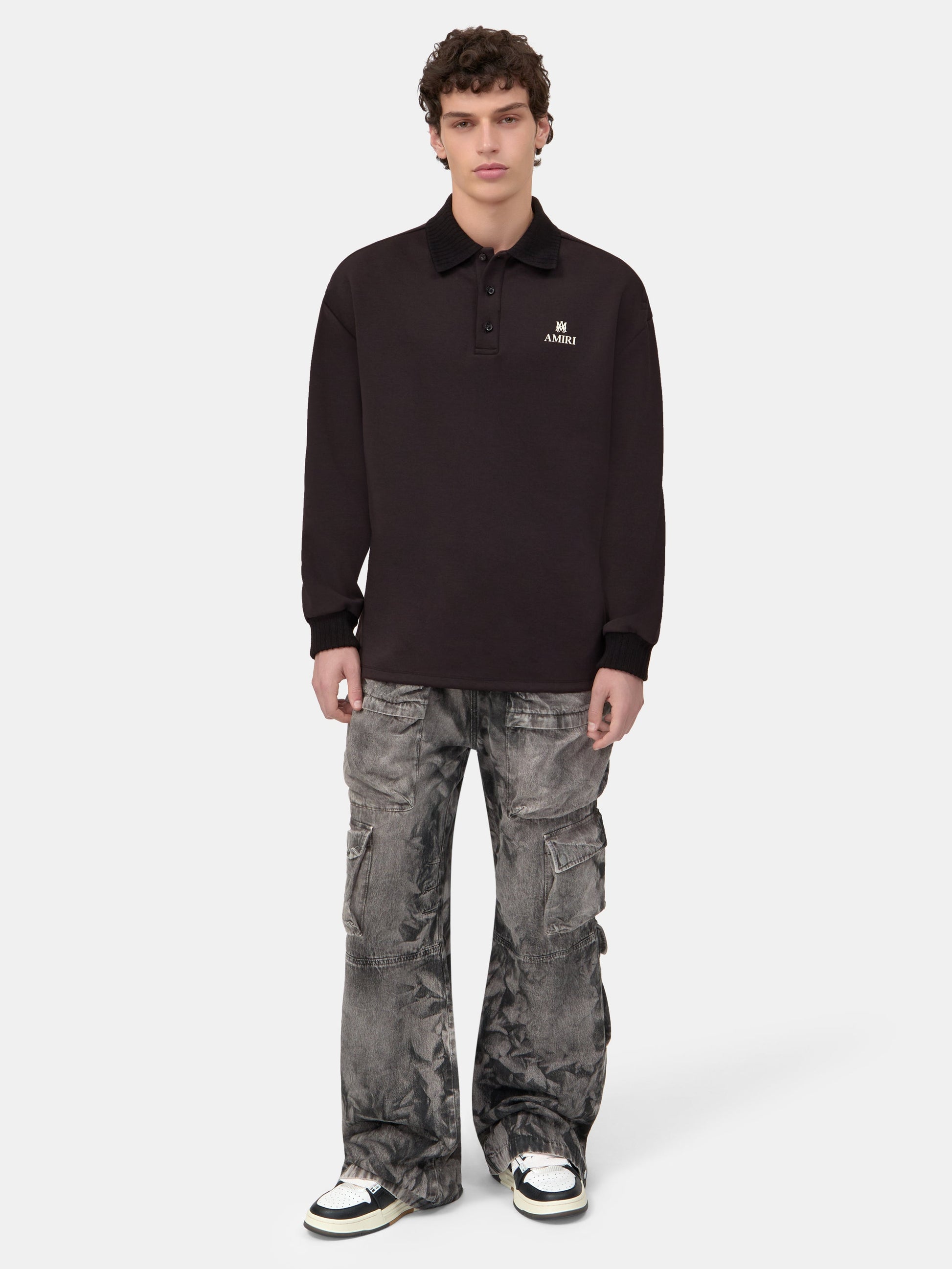 Ma Oversized Long Sleeve Polo - Black | Amiri Online