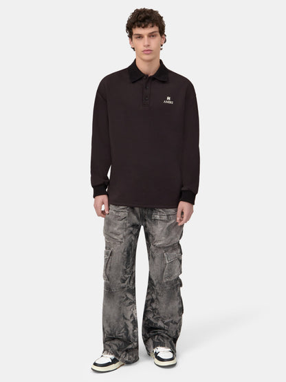 Ma Oversized Long Sleeve Polo - Black | Amiri Online