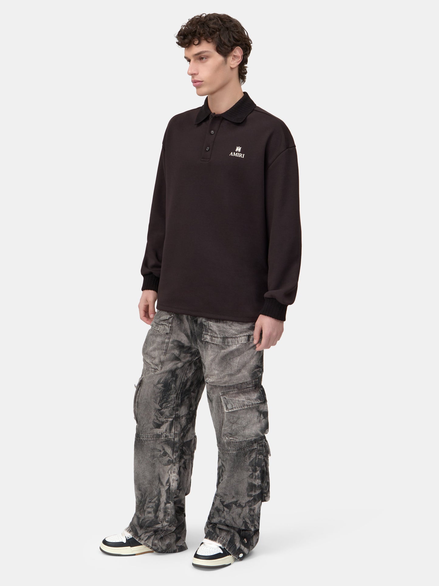 Ma Oversized Long Sleeve Polo - Black | Amiri Online