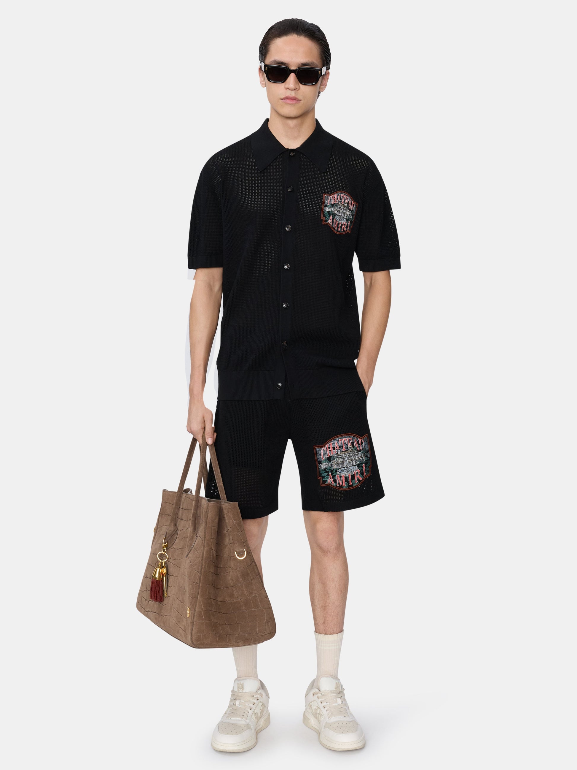 Chateau Amiri Crochet Oversized Shirt - Black | Amiri Great Deal