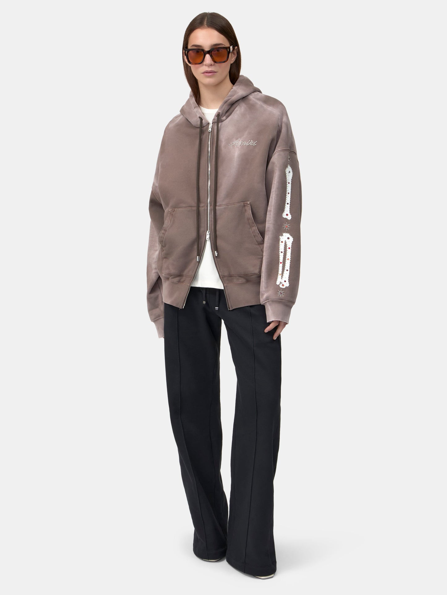 Bones Studded Zip Hoodie - Dark Brown | Amiri Great Deal