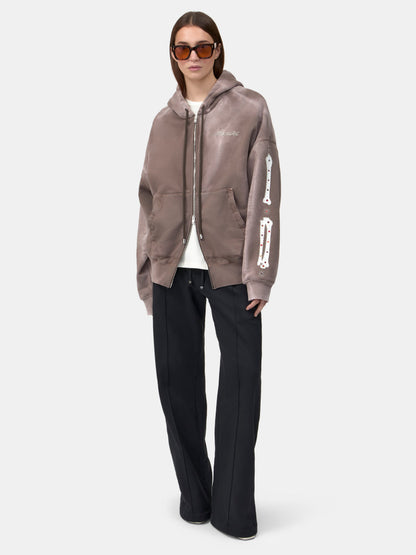 Bones Studded Zip Hoodie - Dark Brown | Amiri Great Deal
