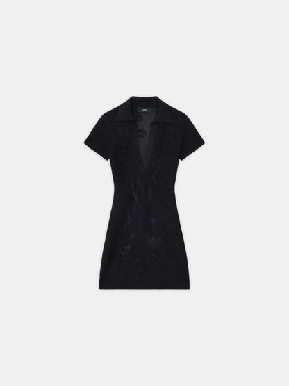 Floral Crochet Polo Mini Dress - Black | Amiri Popular Choice