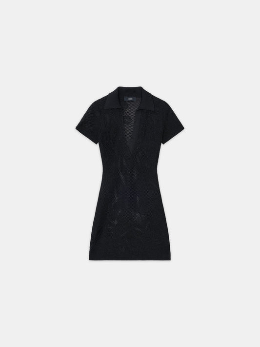 Floral Crochet Polo Mini Dress - Black | Amiri Popular Choice