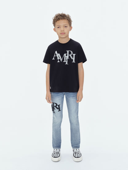 Kids - Amiri Staggered Scribble Tee - Black | Amiri Sale