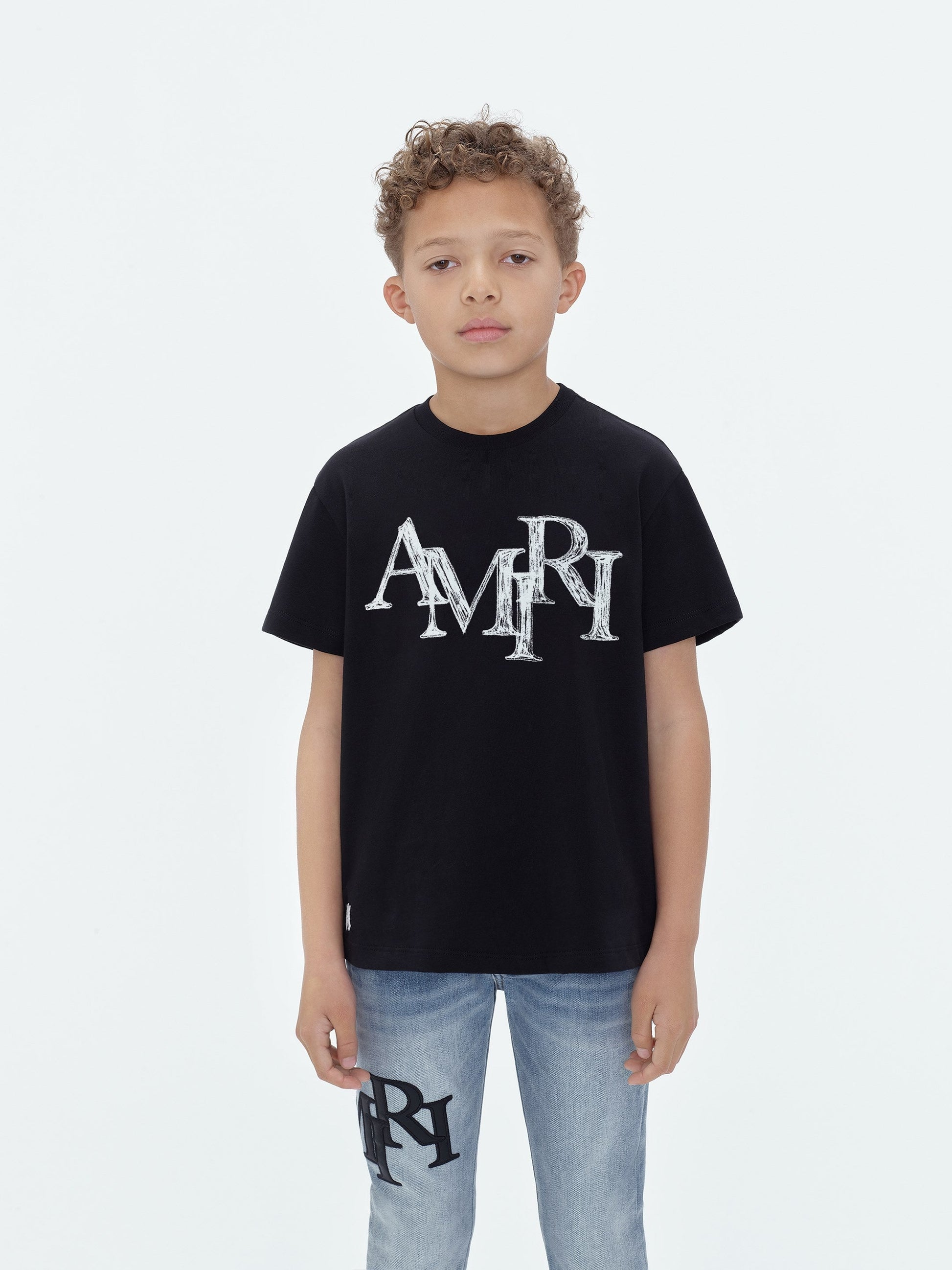Kids - Amiri Staggered Scribble Tee - Black | Amiri Sale