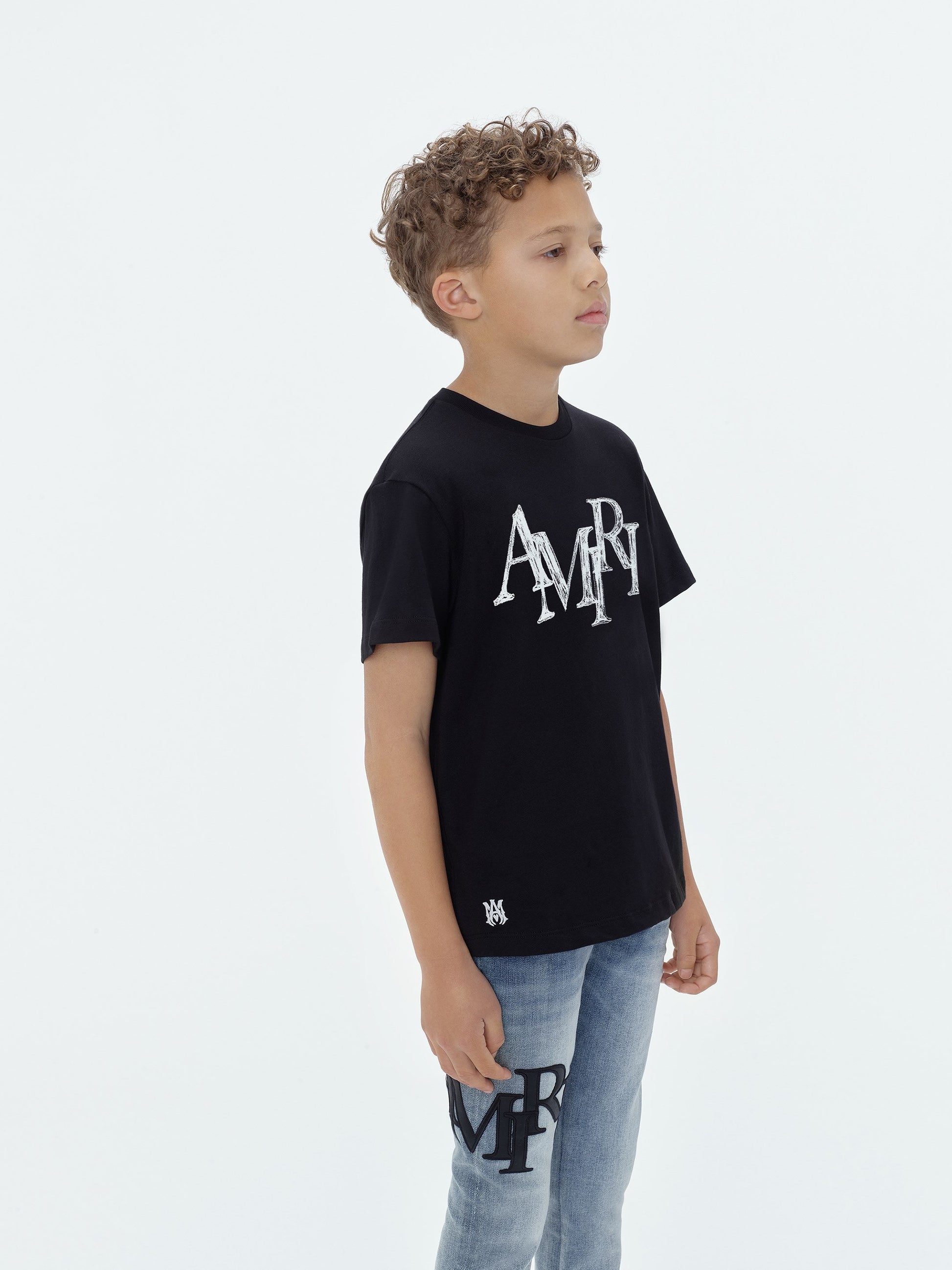 Kids - Amiri Staggered Scribble Tee - Black | Amiri Sale