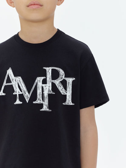 Kids - Amiri Staggered Scribble Tee - Black | Amiri Sale