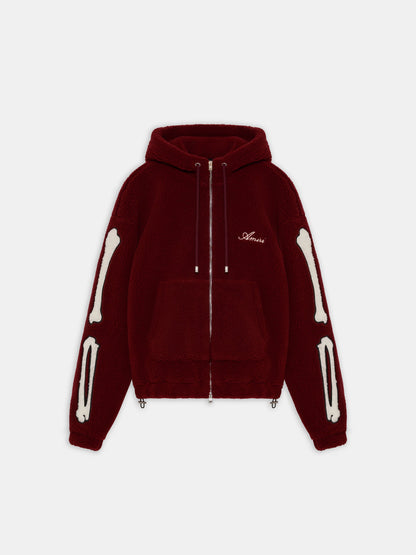 Bones Fleece Zip Hoodie - Aged Port | Amiri Affordable