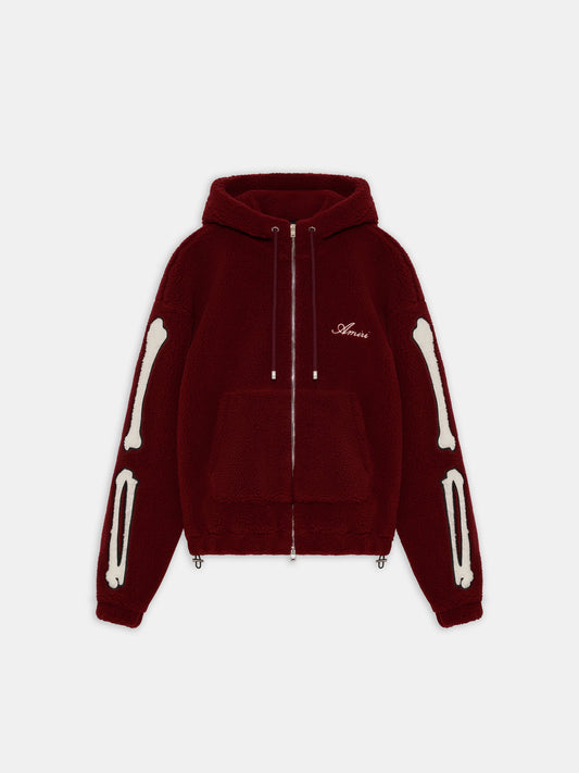 Bones Fleece Zip Hoodie - Aged Port | Amiri Affordable