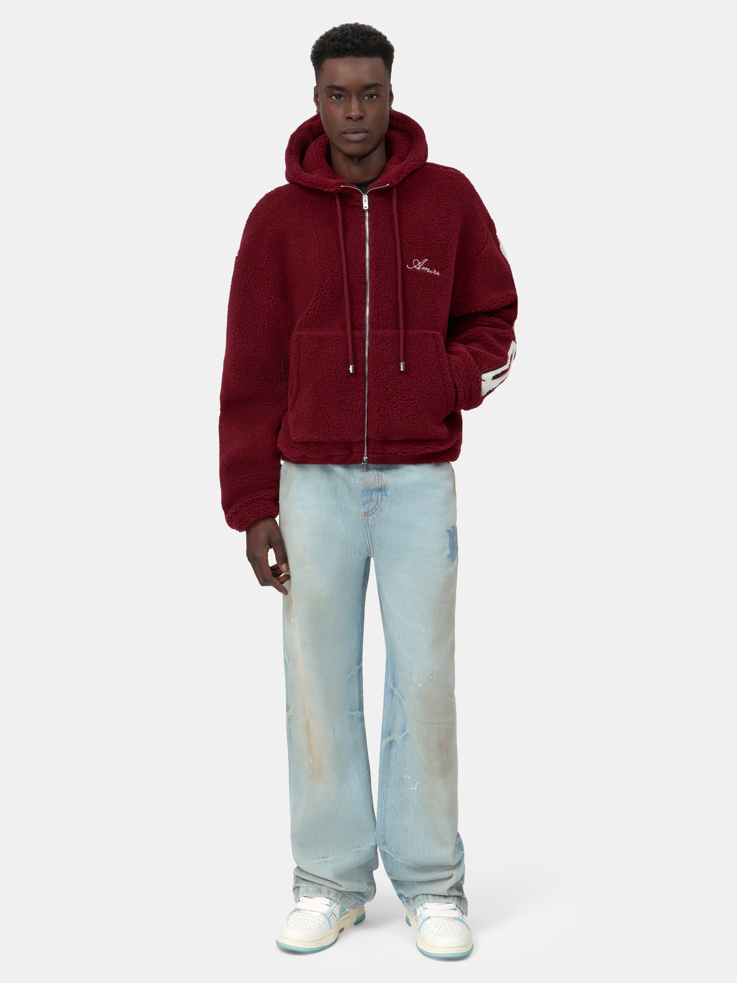 Bones Fleece Zip Hoodie - Aged Port | Amiri Affordable