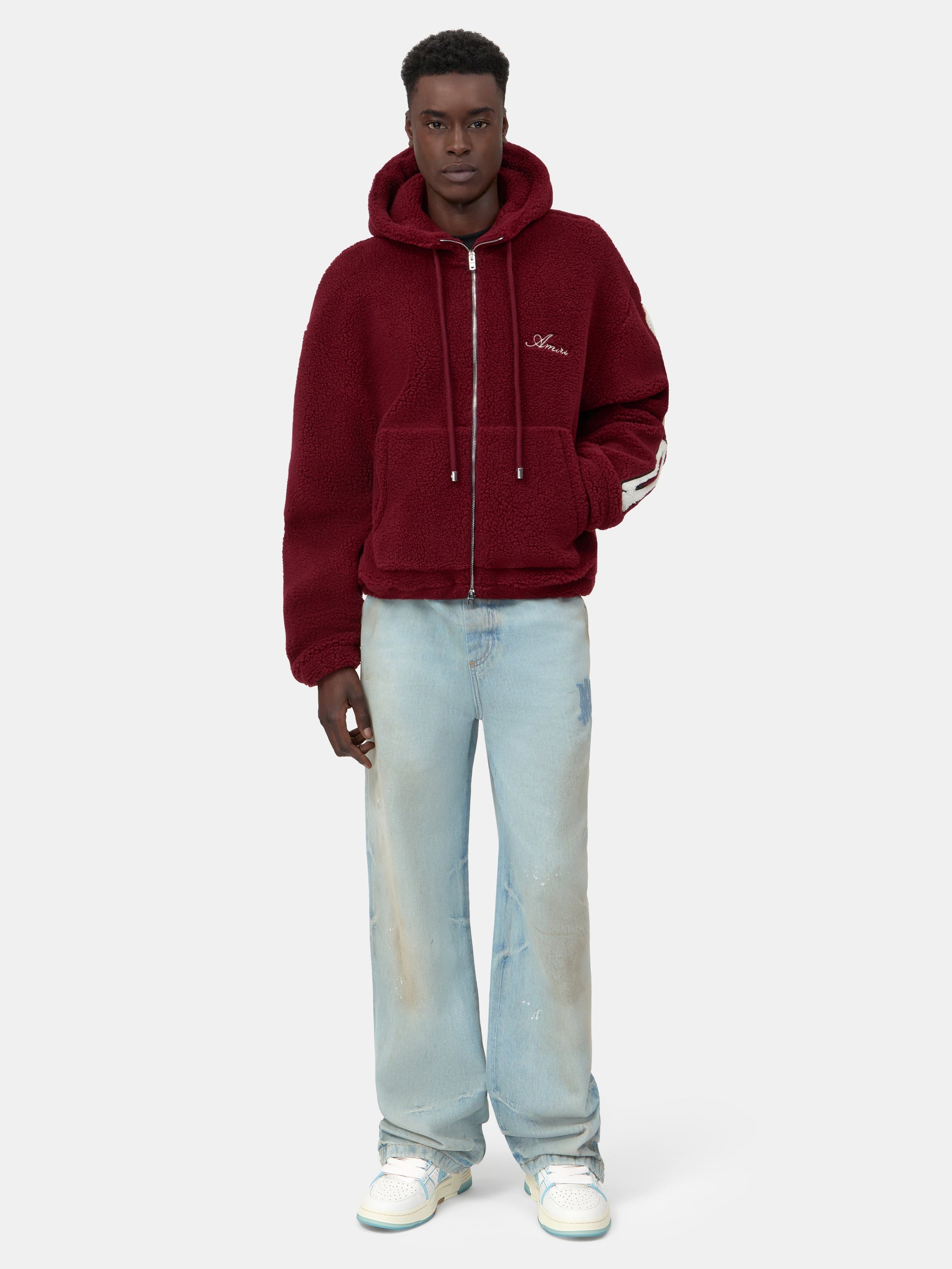 Bones Fleece Zip Hoodie - Aged Port | Amiri Affordable