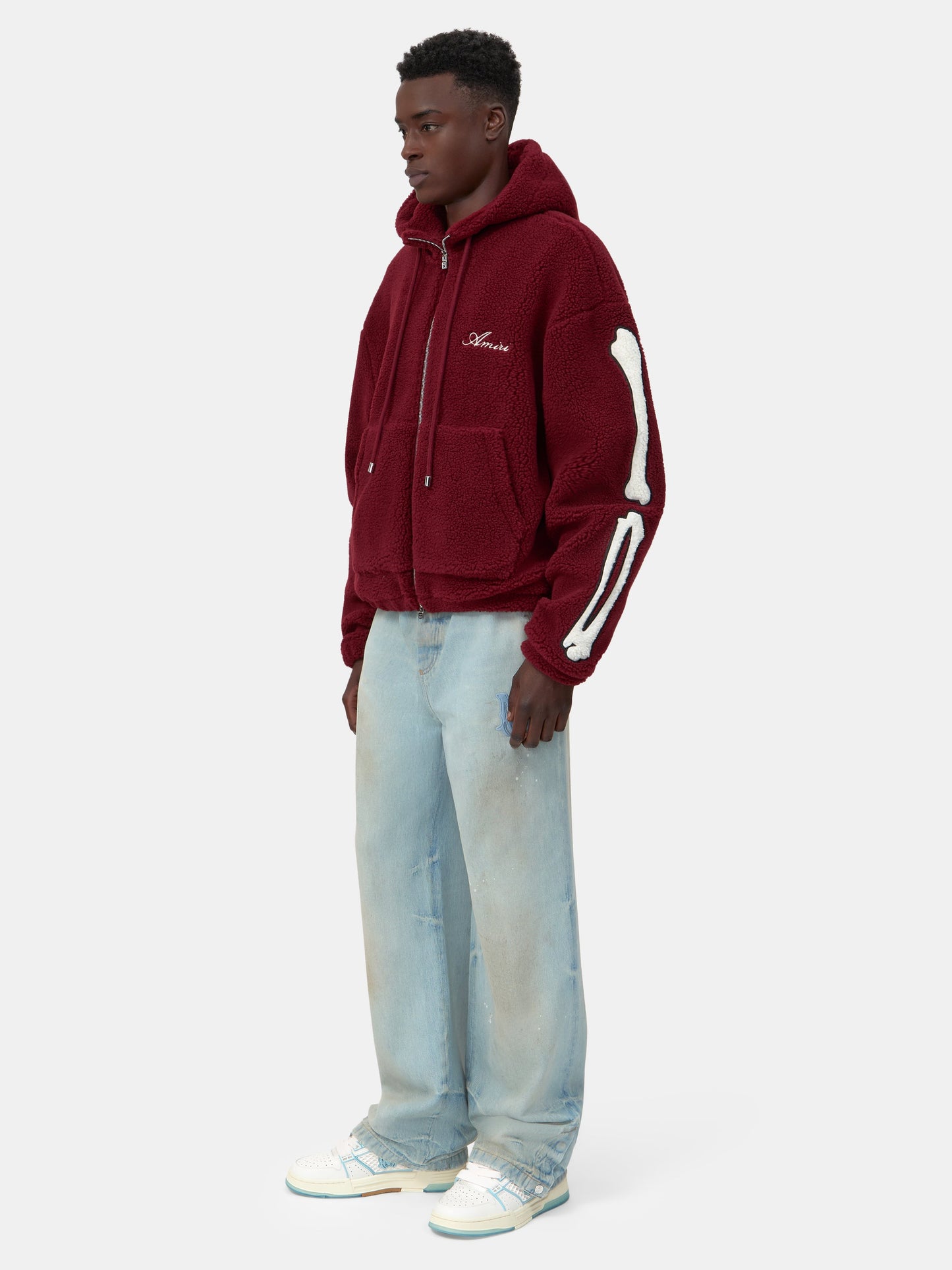 Bones Fleece Zip Hoodie - Aged Port | Amiri Affordable