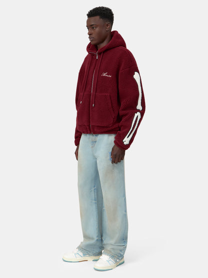 Bones Fleece Zip Hoodie - Aged Port | Amiri Affordable
