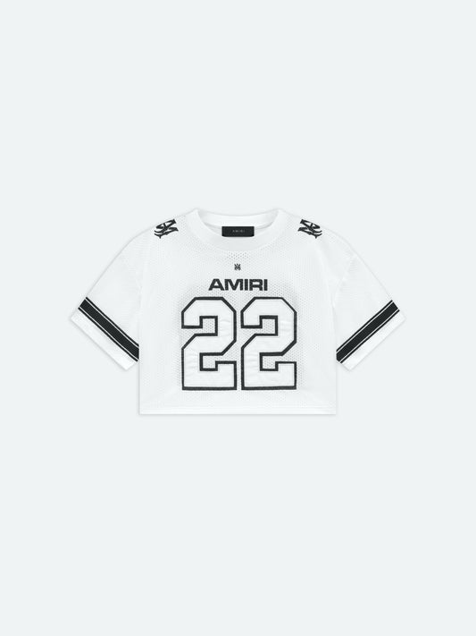22 Cropped Mesh Tee - White | Amiri Online
