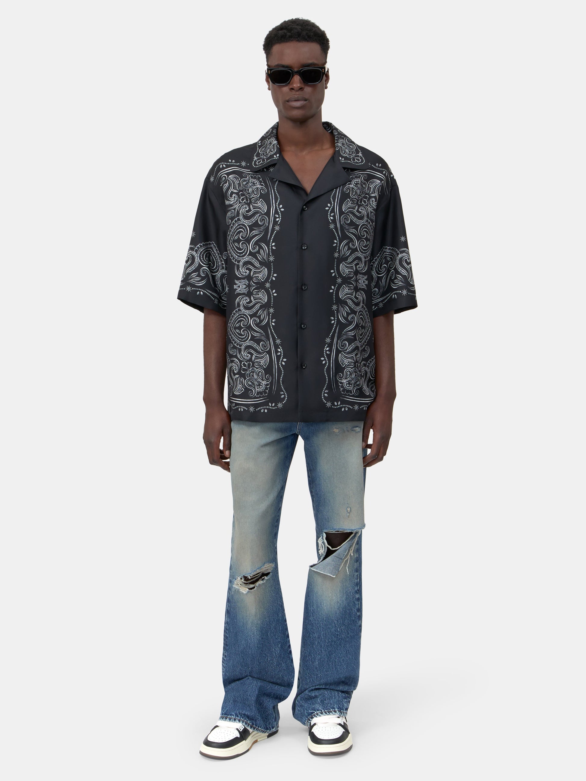 Bandana Paint Oversized Bowling Shirt - Black | Amiri Best Seller