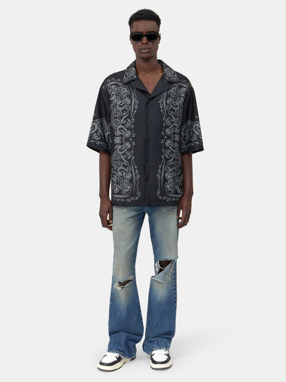 Bandana Paint Oversized Bowling Shirt - Black | Amiri Best Seller