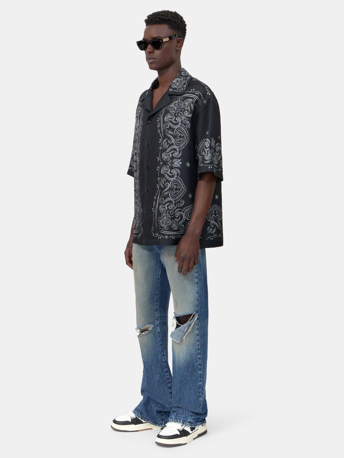 Bandana Paint Oversized Bowling Shirt - Black | Amiri Best Seller