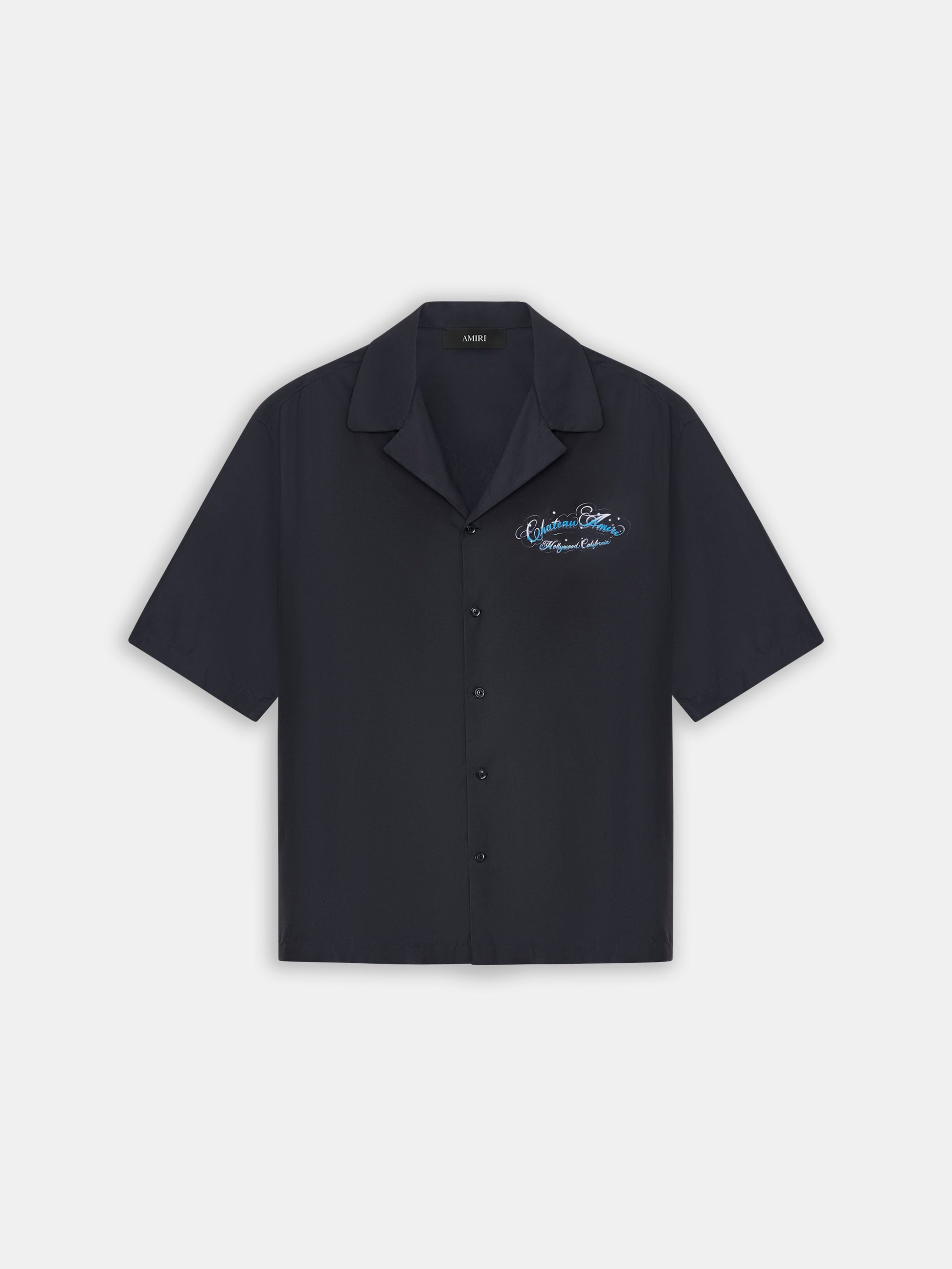 Chateau Script Camp Shirt - Black | Amiri Sale