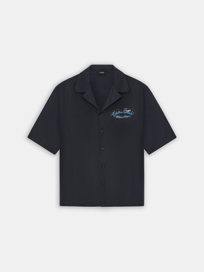 Chateau Script Camp Shirt - Black | Amiri Sale