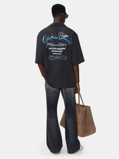 Chateau Script Camp Shirt - Black | Amiri Sale