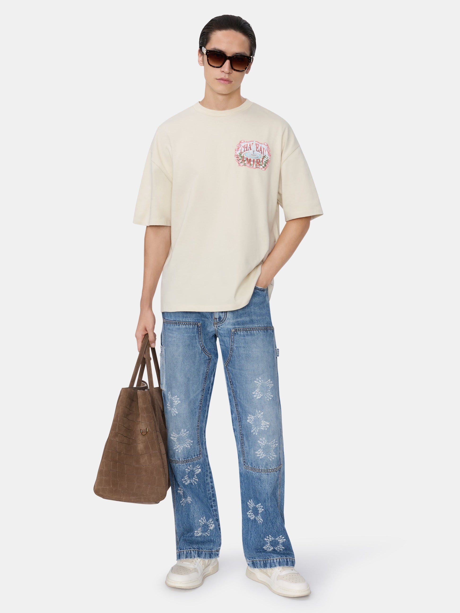 Chateau Sketch Oversized Tee - Ivory | Amiri Sale